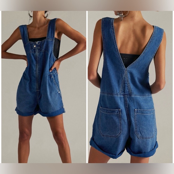 Free People Pants - NWT Free People We The Free Jude Shortalls - Mid Indigo Blue - XS